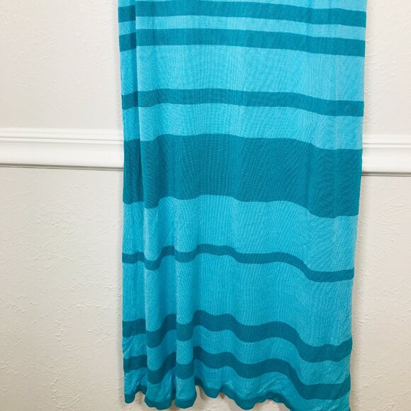 Tommy Bahama Blue and Aqua Scoop Neck Striped Knit Maxi Dress - Picture 7 of 8